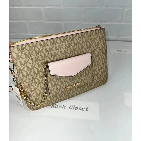 Michael Kors 2 in 1 card case wristlet Jet Set Large Powderblush - Picture 1 of 8